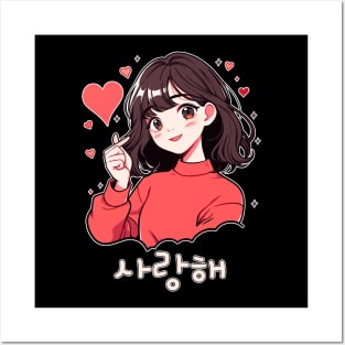 Saranghae I love you Korean Heart Gesture Sarang Hae Posters and Art